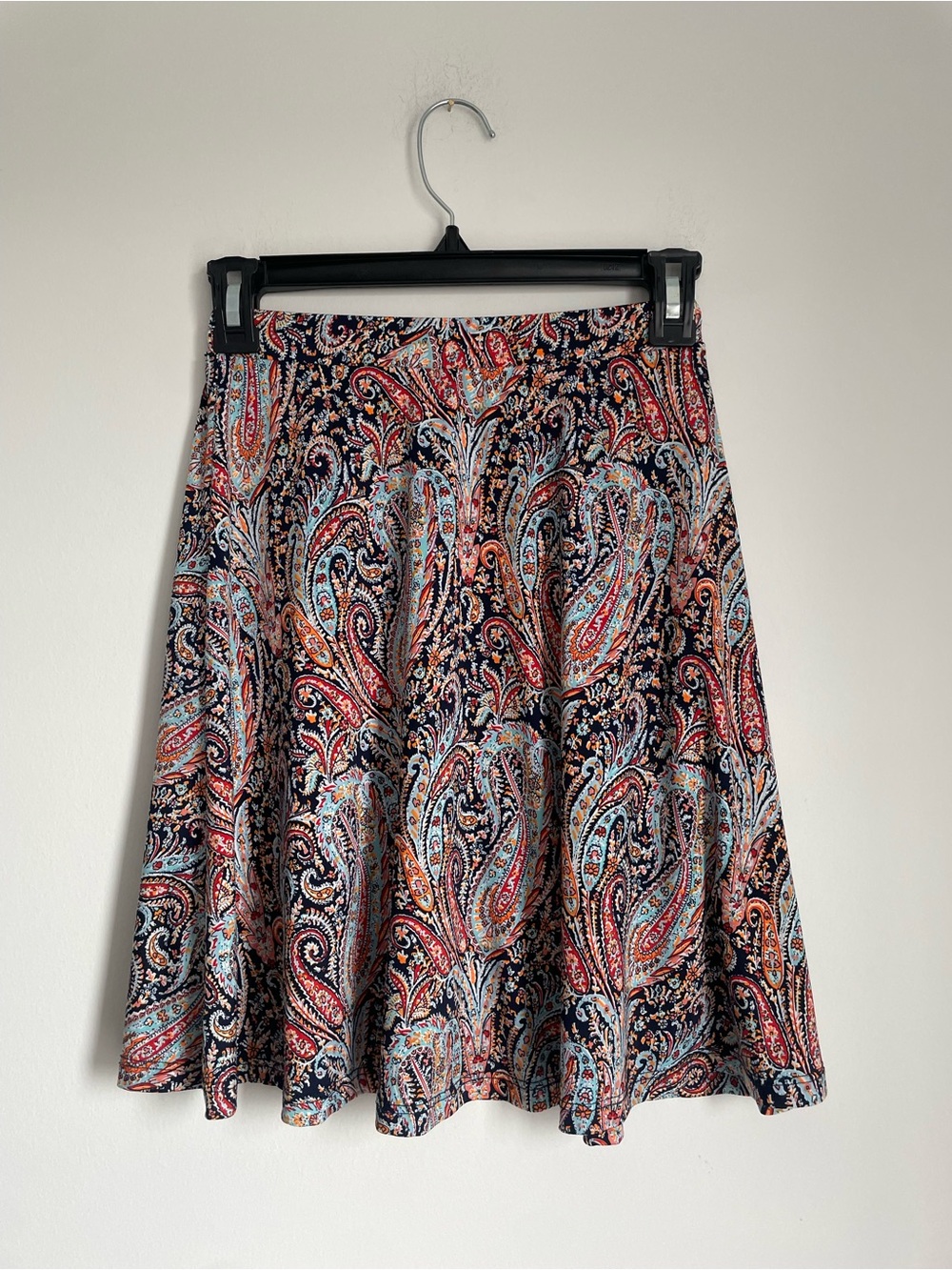 Gilli Multicolor Paisley Skater Skirt Short Pull-On Elastic Waist XS Boho